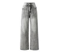 Jeans Mädchen Baggy Boyfriend Y2k Jeanshose Wide Leg Elastic High Waist Cargo Jeans Kinder Freizeithose Y2K Vintage Gerade Breites Bein Denim Hosen Lange Teenager Mädchen Lässige Streetwear Taschen