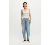 High-waist-Jeans MARC O'POLO, Damen, Gr. 27, N-Gr, light blau, Denim/Jeans, Obermaterial: 79% Baumwolle, 20% Viskose, 1% Elasthan, relaxed fit knöchellang, Jeans High-Waist-Jeans, barrel cropped mit C
