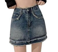 Jeans Rock Für Damen, Jeansrock Damen Kurz, Hosenrock Damen Sommer Mit Hose, Jeans Shorts High Waist Y2k Sommerrock Leicht Mini Kurze Jeanshose Sexy a Linien Rock Mit Hose Drunter Elegant Skort