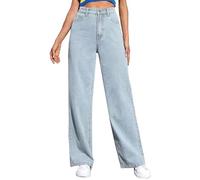 Jeans Schwarz Damen Stretch High Waist Gerades Bein Baggy Jeanshose Straight Leg Hosen Stretch Sommerjeans Leicht Locker Hose Denim Unter 10 Euro Artikel