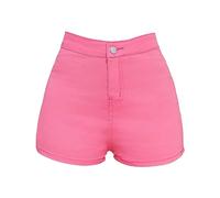 Jeans Shorts Damen High Waist Taschenknopf Jeansshorts Mit Hoher Taille, Hohe Taille, Elastisch, Sexy Zerrissene Denim Shorts Jeanshosen Weit