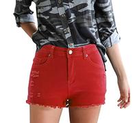 Jeans Shorts Damen, Jeans Damen High Waist Kurze Jeanshose Damen Basic Bermuda Shorts Einfarbig Hosen Denim Kurze Hose mit Taschen Casual Sommer Mode Hotpants Sommershorts Kurze Hosen