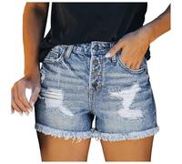Jeans Shorts Damen, Kurze Hose Damen High Waist Jeansshorts mit Schleife Gürtel Crimpen Baggy Wide Leg Hotpants Bermuda Shorts Denim Kurze Hosen Sommer Casual Jeanshose Strandshorts
