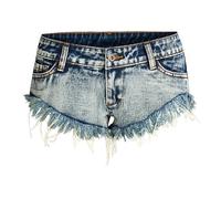 Jeans Shorts Damen Low Waist - Kurze Jeanshose Damen Sexy Denim Hose Sommer Hot Pants Frayed Raw Ripped Jeansshorts Destroyed Vintage Sommerjeans Sommerhose Kurzgröße Hosen