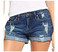 Jeans Shorts Damen Sommer - Kurze Jeanshose Damen Low Waist Kurze Hose Jeans Sexy Skinny Stretch Hotpants Rollsaum Sommerjeans Damenjeans Jeansshorts Damenshorts Jeans-Shorts Frauen
