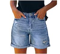 Jeans Shorts Damen Zerrissene Kurze Hose Damen Sommer Destroyed Jeansshort High Waist Sexy Low Denim Shorts Slim Stretch Grosse Grössen Lose Jeansshorts Bermuda Übergröße Hotpants Strandshorts