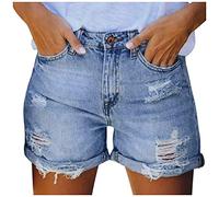 Jeans Shorts Damen Zerrissene Kurze Hose Damen Sommer Destroyed Jeansshort High Waist Sexy Low Denim Shorts Slim Stretch Grosse Grössen Lose Jeansshorts Bermuda Übergröße Hotpants Strandshorts
