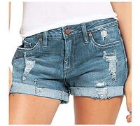 Jeans Shorts Damen Zerrissene Kurze Hose Damen Sommer Destroyed Jeansshort High Waist Sexy Low Denim Shorts Slim Stretch Grosse Grössen Lose Jeansshorts Bermuda Übergröße Hotpants Strandshorts
