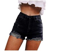 Jeans Shorts Damen Zerrissene Kurze Hose Damen Sommer Destroyed Jeansshort High Waist Sexy Low Denim Shorts Slim Stretch Grosse Grössen Lose Jeansshorts Bermuda Übergröße Hotpants Strandshorts