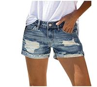 Jeans Shorts Damen Zerrissene Kurze Hose Damen Sommer Destroyed Jeansshort High Waist Sexy Low Denim Shorts Slim Stretch Grosse Grössen Lose Jeansshorts Bermuda Übergröße Hotpants Strandshorts