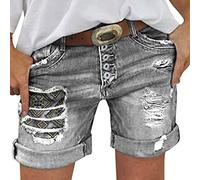 Jeans Shorts Damen Zerrissene Kurze Hose Damen Sommer Destroyed Jeansshort High Waist Sexy Low Denim Shorts Slim Stretch Grosse Grössen Lose Jeansshorts Bermuda Übergröße Hotpants Strandshorts