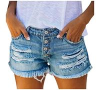 Jeans Shorts Damen Zerrissene Kurze Hose Damen Sommer Destroyed Jeansshort High Waist Sexy Low Denim Shorts Slim Stretch Grosse Grössen Lose Jeansshorts Bermuda Übergröße Hotpants Strandshorts