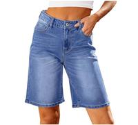 Jeans Shorts Damen Zerrissene Kurze Hose Damens Sommer Jeansshort High Waist Sexy Low Denim Shorts Lose Jeansshorts Bermuda Hotpants Strandshorts Leichte,Luftige Sommerhose Whitewashed-effekt