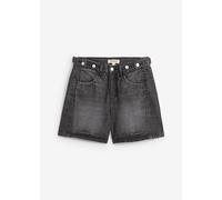 Shorts BONPRIX, Damen, Gr. 48, N-Gr, schwarz (schwarz denim used (länge: regulär)), Obermaterial: 100% Baumwolle, loose fit, Hosen Shorts, Loose Fit, aus Baumwolle, mit vorverlegter Naht (28586041-48)