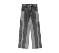 Jeans Stretch Herren,MäNner Frauen Street Retro High Street Deconstruction Design Sense Do Old Wash Street Style Straight Leg Jeans
