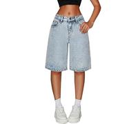 Jeans Teenager Mädchen, Mädchen Hose 146, Baggy Jeans Shorts Denim Kurze Hosen Sommer Jorts Stretch Kinder Y2K Sommerhose Elastische Taille Kurz Jeanshose Weites Bein Jeansshorts Teenager Streetwear