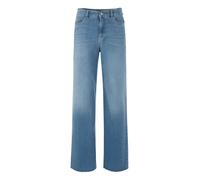 Marc Cain Wide Fit Jeans mit Fransen und Eingrifftaschen in Hellblau Melange, Größe 42
