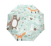 Jeansame Frühling Elch Hirsch Bär Fuchs Kaninchen Tier Zusammenklappbar kompakt Regenschirm Automatik Regenschirm für Damen Herren Kinder Jungen Mädchen