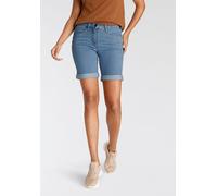 Jeansbermudas ARIZONA, Damen, Gr. 44, N-Gr, blau (bleached), Denim/Jeans, Obermaterial: 81% Baumwolle, 17% Polyester, 2% Elasthan, Basic, comfort fit kurz, Jeans, weite Passform, kurze Beinform, hohe