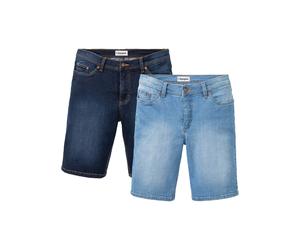 Jeansbermudas BONPRIX, Herren, Gr. 62, N-Gr, mittelblau denim, dunkelblau denim, Denim/Jeans, Obermaterial: 98% Baumwolle, 2% Elasthan, regular fit kniefrei, Jeans, mit Elasthan-Anteil, im Straight Fi