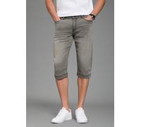 Jeansbermudas BRUNO BANANI, Herren, Gr. 29, Länge 32, grau, Denim/Jeans, Obermaterial: 98% Baumwolle, 2% Elasthan, unifarben, straight fit kniebedeckend, Jeans, Straight-Fit, normale Leibhöhe, aus ela