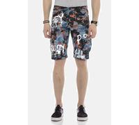 Jeansbermudas CIPO & BAXX "Bermuda & Short", Herren, Gr. 29, Normalgrößen, blau, 98% Baumwolle 2% Elasthan, unifarben, regular fit kurz, Jeans, mit angesagtem Denim-Coating, CK204 (86428712-29) blau