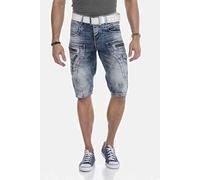 Jeansbermudas CIPO & BAXX "Bermuda & Short", Herren, Gr. 30, Normalgrößen, blau, 100% Baumwolle, unifarben, regular fit kurz, Jeans, mit Applikationen und Ziernähten, CK101 (75876848-30) blau