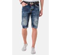 Jeansbermudas CIPO & BAXX "Bermuda & Short", Herren, Gr. 30, Normalgrößen, blau, 100% Baumwolle, unifarben, regular fit knielang, Jeans, mit stylishen Kontrastnähten, CK268 (34328239-30) blau