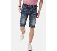 Jeansbermudas CIPO & BAXX "Capri", Herren, Gr. 40, Normalgrößen, blau, 100% Baumwolle, unifarben, regular fit knieumspielend, Jeans, mit stylischen Ziernähte (12932447-40) blau