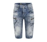 Jeansbermudas CIPO & BAXX "Bermuda & Short", Herren, Gr. 38, Normalgrößen, blau, 100% Baumwolle, unifarben, regular fit kurz, Jeans, mit Applikationen und Ziernähten, CK101 (75876848-38) blau