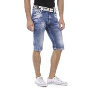 Jeansbermudas CIPO & BAXX, Herren, Gr. 32, N-Gr, blau, Denim/Jeans, Obermaterial: 98% Baumwolle, 2% Elasthan, Abriebeffekte, slim fit kniebedeckend, Jeans, in Denim und mit markanten Taschen (94502931