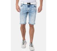 Jeansbermudas CIPO & BAXX "Shorts", Herren, Gr. 31, Normalgrößen, blau (iceblau), 99% Baumwolle, 1% Elasthan, unifarben, regular fit knieumspielend, Jeans, schmal geschnitten (18438126-31) iceblau