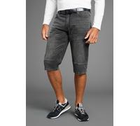 Jeansbermudas H.I.S "HANTZ", Herren, Gr. 33, N-Gr, grau (dk grau used), Denim/Jeans, Obermaterial: 75% Baumwolle, 23% Polyester, 2% Elasthan, Abriebeffekte, normal kniebedeckend, Jeans, gerader Beinsc