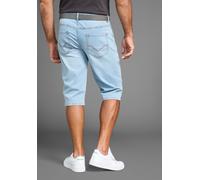 Jeansbermudas H.I.S "HANTZ", Damen, Gr. 36, N-Gr, blau (light blau u), Denim/Jeans, Obermaterial: 75% Baumwolle, 23% Polyester, 2% Elasthan, Abriebeffekte, normal kniebedeckend, Jeans, gerader Beinsch