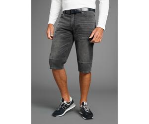 Jeansbermudas H.I.S "HANTZ", Herren, Gr. 42, N-Gr, grau (dk grau used), Denim/Jeans, Obermaterial: 75% Baumwolle, 23% Polyester, 2% Elasthan, Abriebeffekte, normal kniebedeckend, Jeans, gerader Beinsc