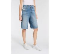 Jeansbermudas HERRLICHER "Brooke Bermuda Denim", Damen, Gr. 34, N-Gr, blau (blast), Denim/Jeans, Obermaterial: 99% Baumwolle, 1% Elasthan, loose fit knielang, Jeans, mit weitem Bein (52381768-34) blas