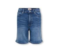 Jeansbermudas KIDS ONLY "KOGJUICY HW LONG SHORTS DNM AZG", Mädchen, Gr. 128, N-Gr, medium blau denim, Denim/Jeans, Obermaterial: 99% Baumwolle, 1% Elasthan, unifarben, regular fit kniefrei, Jeans (118
