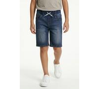 Jeansbermudas LEVI'S KIDS "LVB SKINNY FIT DOBBY SHORT", Jungen, Gr. 12 (152), N-Gr, blau (buckeroo), Denim/Jeans, Obermaterial: 68% Baumwolle, 31% Polyester, 1% Elasthan, skinny fit, Jeans, for BOYS (