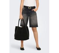 Jeansbermudas ONLY "ONLMATE REG BAGGY LONG SHORTS DNM NOOS", Damen, Gr. S, N-Gr, washed schwarz, Denim/Jeans, Obermaterial: 100% Baumwolle, unifarben, kurz, Jeans, Baumwolle, Regular Waist (20254804-S