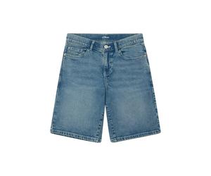 Jeansbermudas S.OLIVER JUNIOR, Jungen, Gr. 140, N-Gr, blau used, Denim/Jeans, Obermaterial: 98% Baumwolle, 2% Elasthan, unifarben, normal kniefrei, Jeans, mit Stretch, für Girls (23745606-140) blau us
