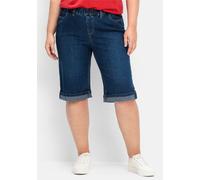 Jeansbermudas SHEEGO, Damen, Gr. 48, Normalgrößen, blau (blau denim), 99% Baumwolle, 1% Elasthan, unifarben, kurz, Jeans (46623630-48) blau denim