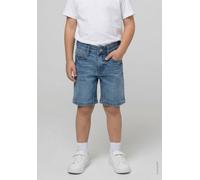 Jeansbermudas STACCATO, Mädchen, Gr. 122, N-Gr, blau (light blau denim), Denim/Jeans, Obermaterial: 80% Baumwolle, 19% Polyester, 1% Elasthan, unifarben, schmal knielang, Jeans, im 5-Pocket-Form (3872