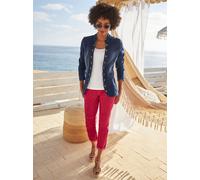 Jeansblazer HEINE "Jeans-Blazer", Damen, Gr. 38, blau (dunkelblau, stone, washed), 95% Baumwolle, 3% Polyester, 2% Elasthan, Blazer (36468256-38) dunkelblau, stone, washed