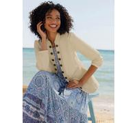 Jeansblazer HEINE "Jeans-Blazer", Damen, Gr. 44, beige (sand), 95% Baumwolle, 3% Polyester, 2% Elasthan, Blazer (36296143-44) sand