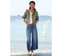 Jeansblazer HEINE "Jeans-Jacke", Damen, Gr. 34, grün (khaki), 63% Baumwolle, 35% Lyocell, 2% Elasthan, Blazer (93189905-34) khaki