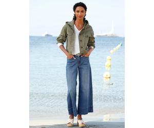 Jeansblazer HEINE "Jeans-Jacke", Damen, Gr. 44, grün (khaki), 63% Baumwolle, 35% Lyocell, 2% Elasthan, Blazer (93189905-44) khaki