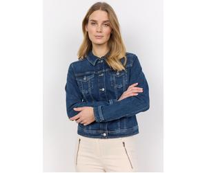 Jeansblazer SOYACONCEPT "SC-KIMBERLY 3", Damen, Gr. XL, blau (2494 dunkelblau denim), Denim/Jeans, Obermaterial: 81% Baumwolle, 17% Polyester, 2% Elasthan, unifarben, tailliert taillenbedeckt, Blazer,