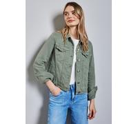 Jeansblazer STREET ONE, Damen, Gr. 36, grün (olive washed), Web, Obermaterial: 92% Baumwolle, 6% Elastomultiester, 2% Elasthan, unifarben, regular fit taillenbedeckt, 1-Knopf-Manschette, Blazer Jeansb