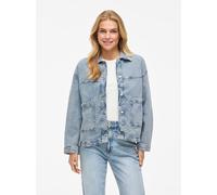 Jeansblazer VILA "VIJAF L/S DENIM JACKET - NOOS", Damen, Gr. 40, blau (light blau denim detail:065), Denim/Jeans, Obermaterial: 99% Baumwolle, 1% Elasthan, unifarben, regular fit hüftlang, Blazer (278