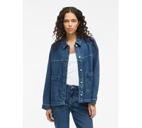 Jeansblazer VILA "VIJAF L/S DENIM JACKET - NOOS", Damen, Gr. 42, blau (medium blau denim detail:244), Denim/Jeans, Obermaterial: 99% Baumwolle, 1% Elasthan, unifarben, regular fit hüftlang, Blazer Jea